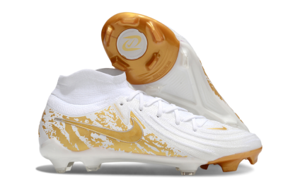 Men's Nike Phantom Luna Elite NU FG Firm Ground High-Tops Football Boots - White/Gold