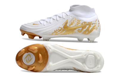 Men's Nike Phantom Luna Elite NU FG Firm Ground High-Tops Football Boots - White/Gold
