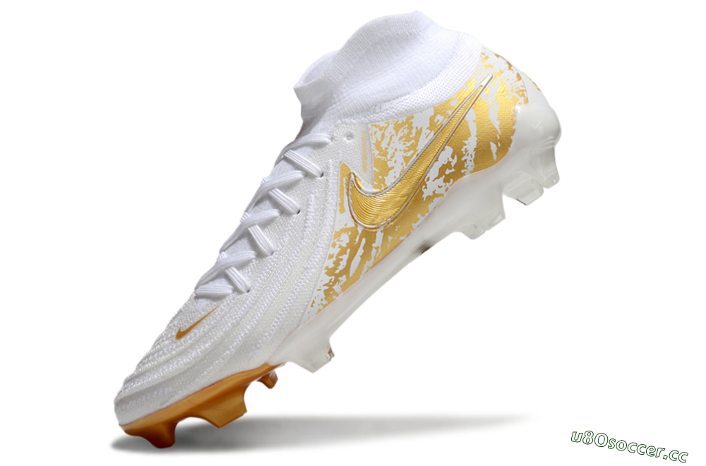 Men's Nike Phantom Luna Elite NU FG Firm Ground High-Tops Football Boots - White/Gold 5