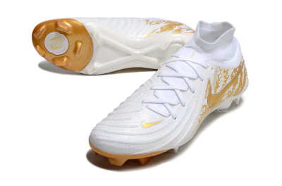 Men's Nike Phantom Luna Elite NU FG Firm Ground High-Tops Football Boots - White/Gold