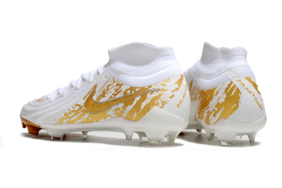Men's Nike Phantom Luna Elite NU FG Firm Ground High-Tops Football Boots - White/Gold
