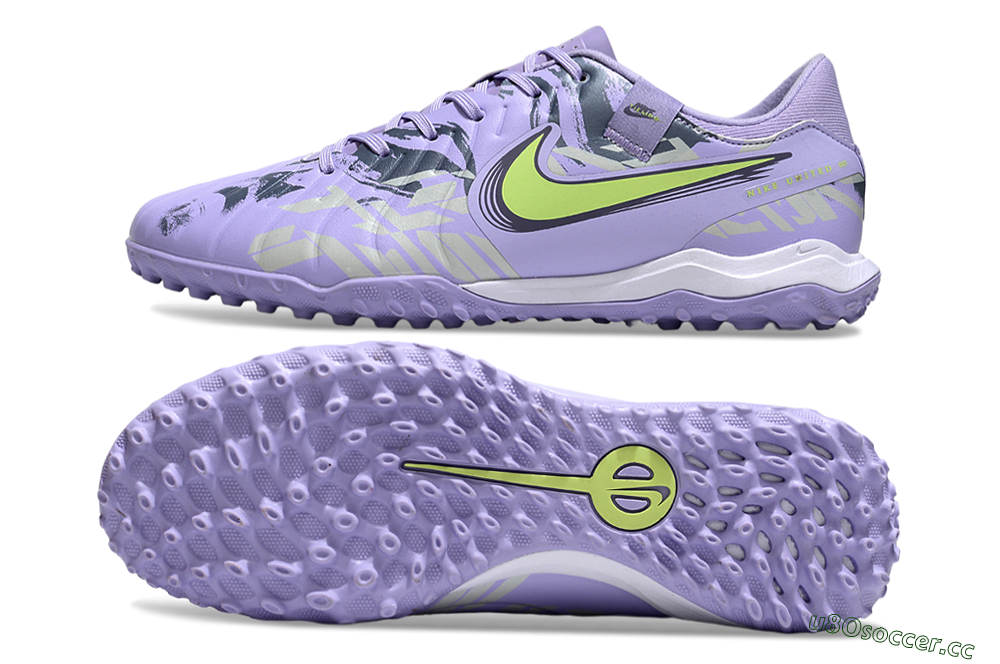 Men's Nike Tiempo Legend 10 Academy TF Artificial Turf Low-Tops Football Shoes - Purple/Yellow/White 1
