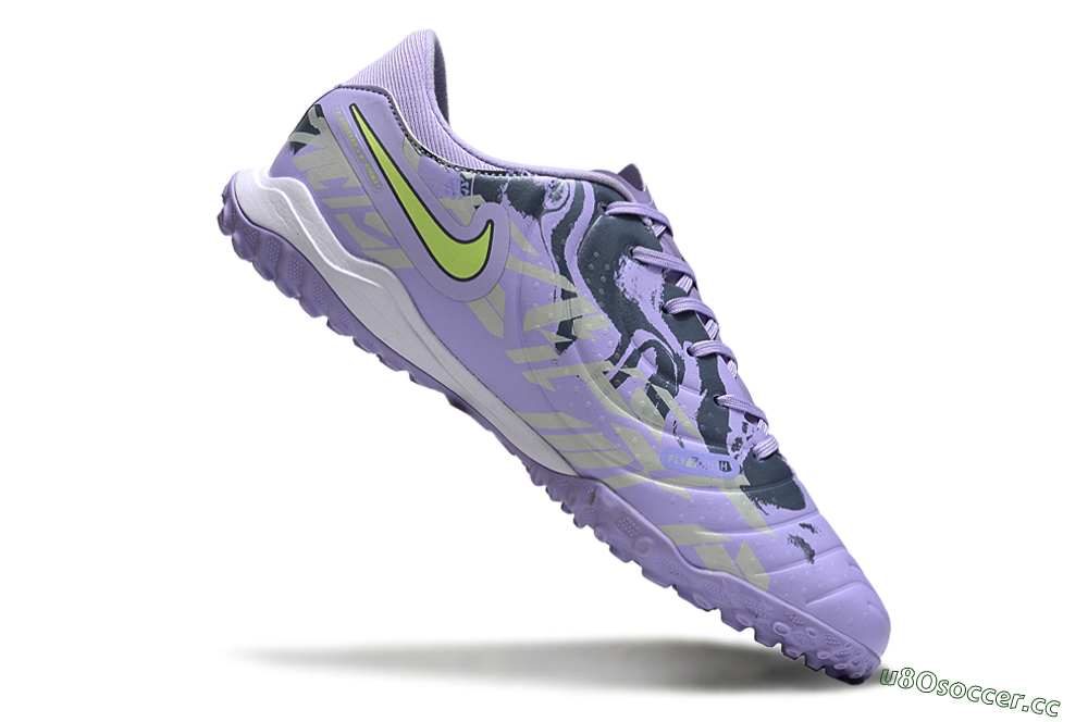 Men's Nike Tiempo Legend 10 Academy TF Artificial Turf Low-Tops Football Shoes - Purple/Yellow/White 4