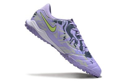 Men's Nike Tiempo Legend 10 Academy TF Artificial Turf Low-Tops Football Shoes - Purple/Yellow/White