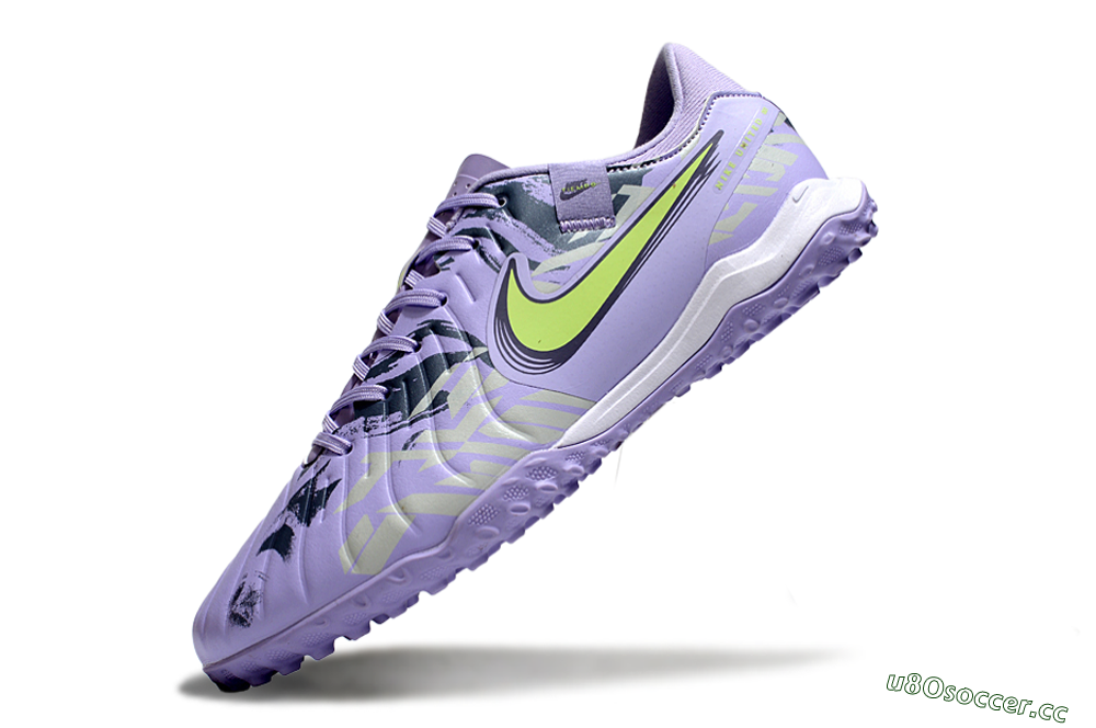 Men's Nike Tiempo Legend 10 Academy TF Artificial Turf Low-Tops Football Shoes - Purple/Yellow/White 5