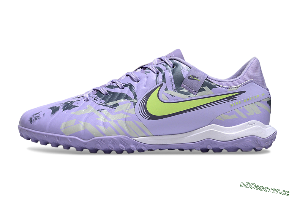 Men's Nike Tiempo Legend 10 Academy TF Artificial Turf Low-Tops Football Shoes - Purple/Yellow/White 0