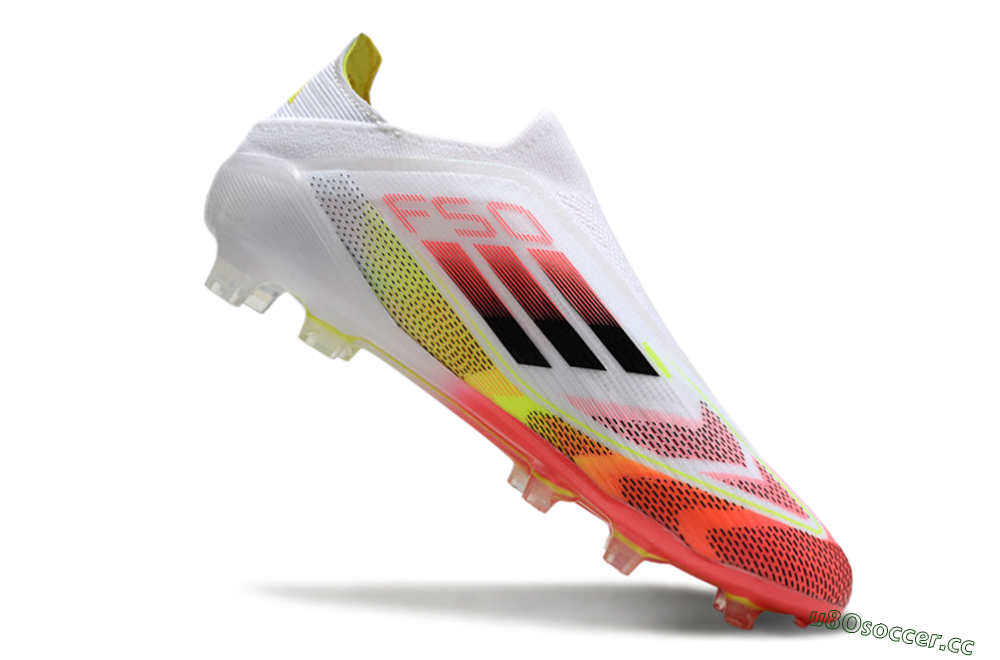 Unisex Adidas F50 Elite Laceless FG Firm Ground Low-Tops Football Boots - White/Red/Yellow 4