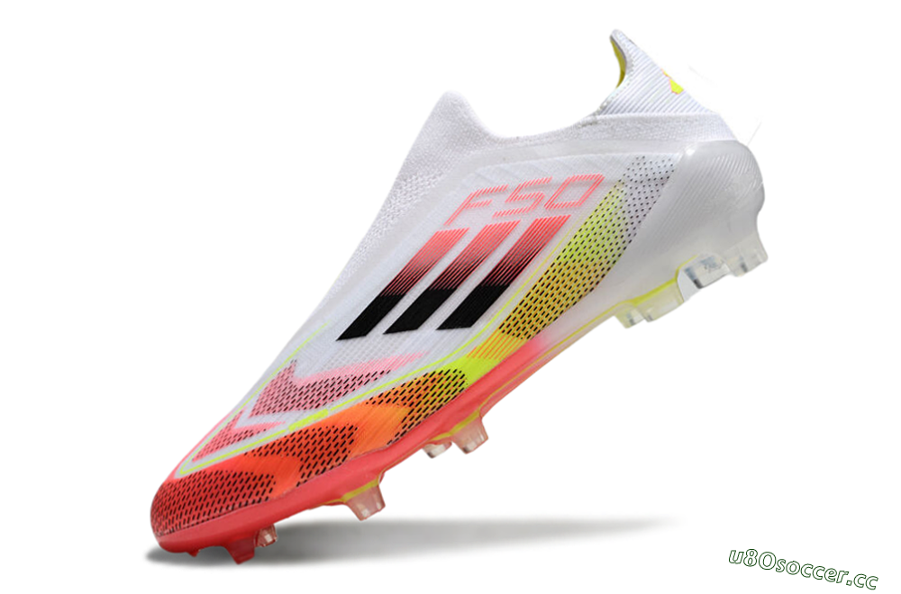 Unisex Adidas F50 Elite Laceless FG Firm Ground Low-Tops Football Boots - White/Red/Yellow 5