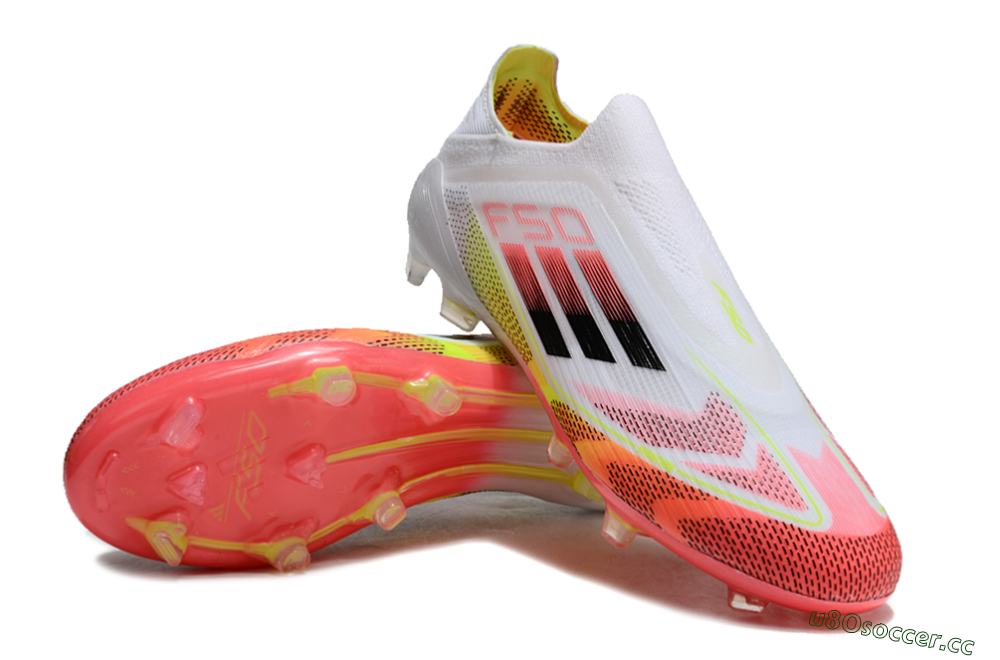Unisex Adidas F50 Elite Laceless FG Firm Ground Low-Tops Football Boots - White/Red/Yellow 3
