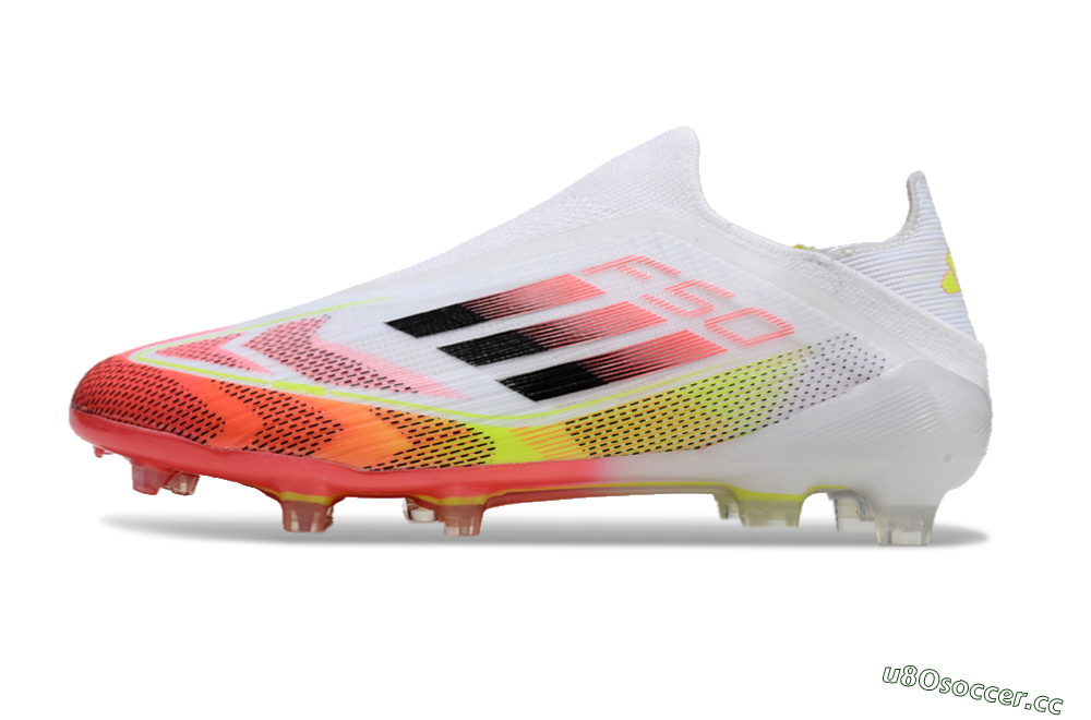 Unisex Adidas F50 Elite Laceless FG Firm Ground Low-Tops Football Boots - White/Red/Yellow 0