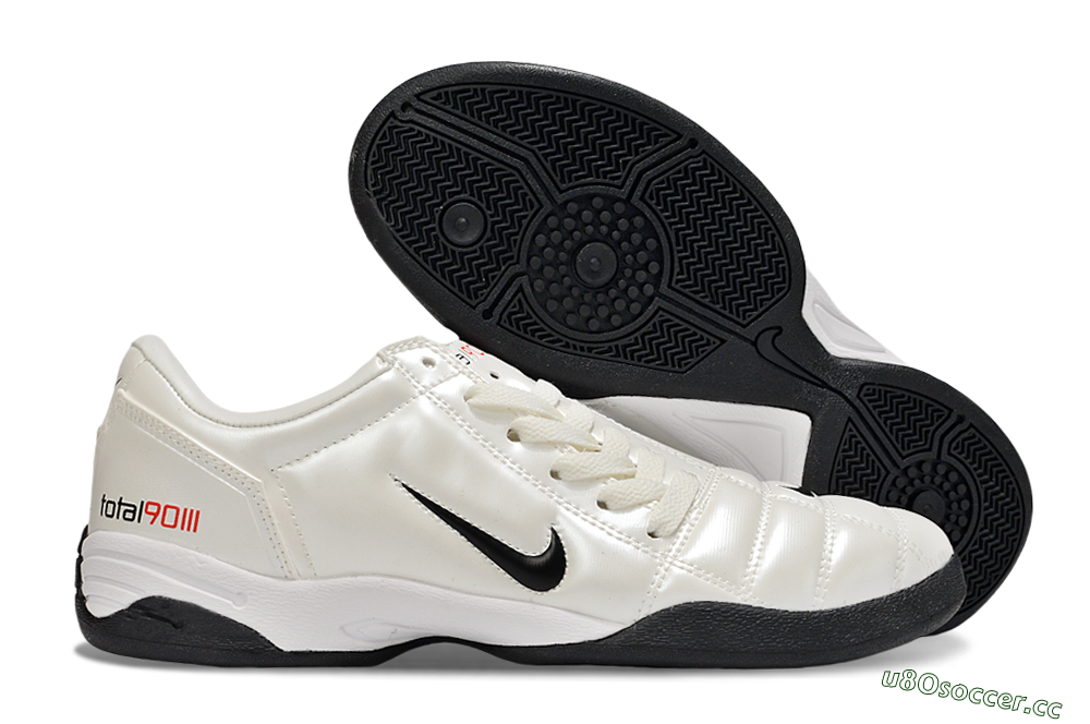 Men's Nike Total 90 II IC Indoor & Futsal Low-Tops Football Shoes - Beige/Black/White 2