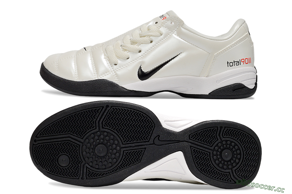 Men's Nike Total 90 II IC Indoor & Futsal Low-Tops Football Shoes - Beige/Black/White 1
