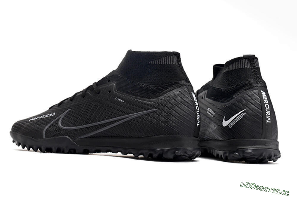 Men's Nike Air Zoom Mercurial Superfly 10 Elite TF Artificial Turf High-Tops Football Shoes - Black/White/Yellow 4