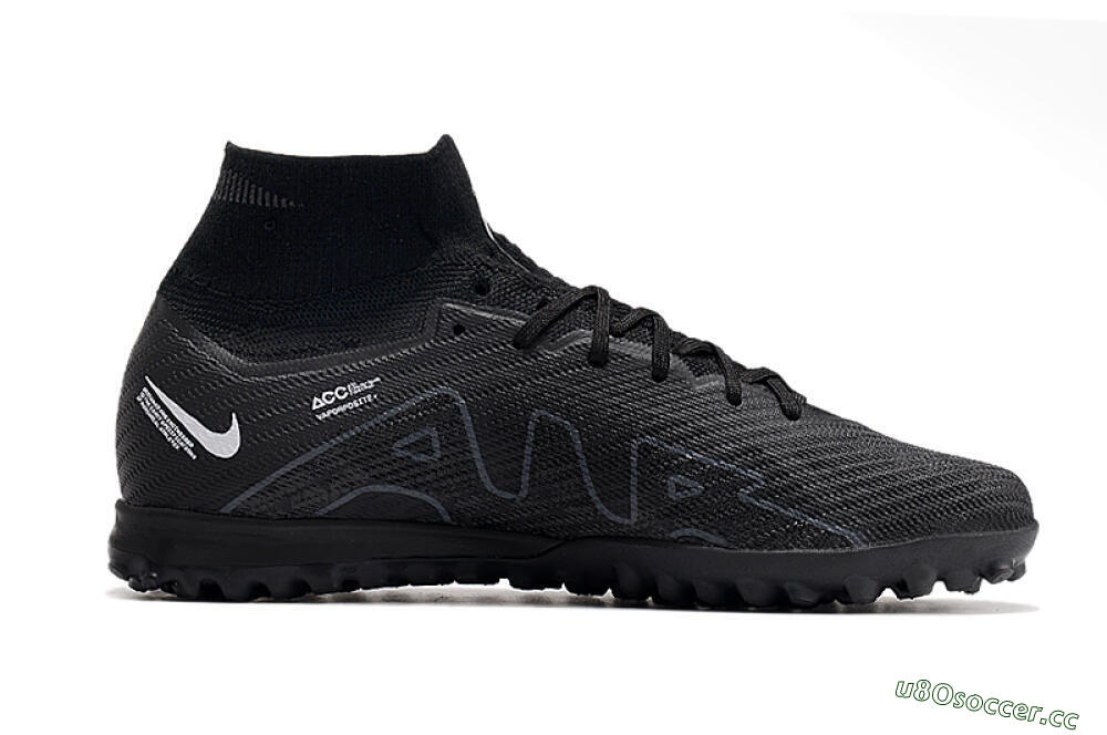 Men's Nike Air Zoom Mercurial Superfly 10 Elite TF Artificial Turf High-Tops Football Shoes - Black/White/Yellow 5