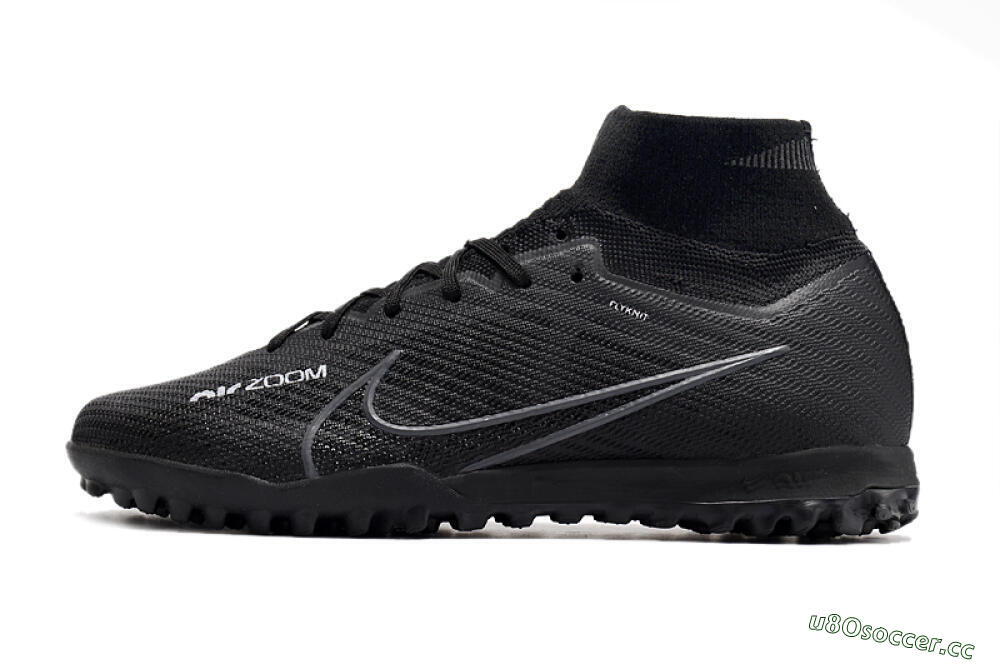 Men's Nike Air Zoom Mercurial Superfly 10 Elite TF Artificial Turf High-Tops Football Shoes - Black/White/Yellow 0