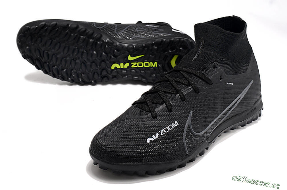 Men's Nike Air Zoom Mercurial Superfly 10 Elite TF Artificial Turf High-Tops Football Shoes - Black/White/Yellow 3
