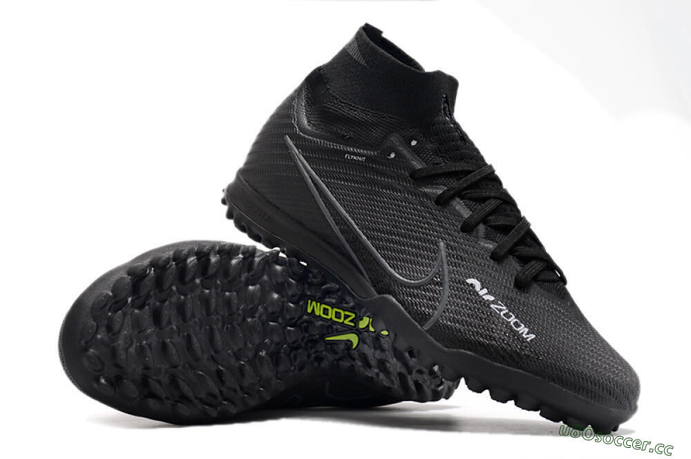Men's Nike Air Zoom Mercurial Superfly 10 Elite TF Artificial Turf High-Tops Football Shoes - Black/White/Yellow 1