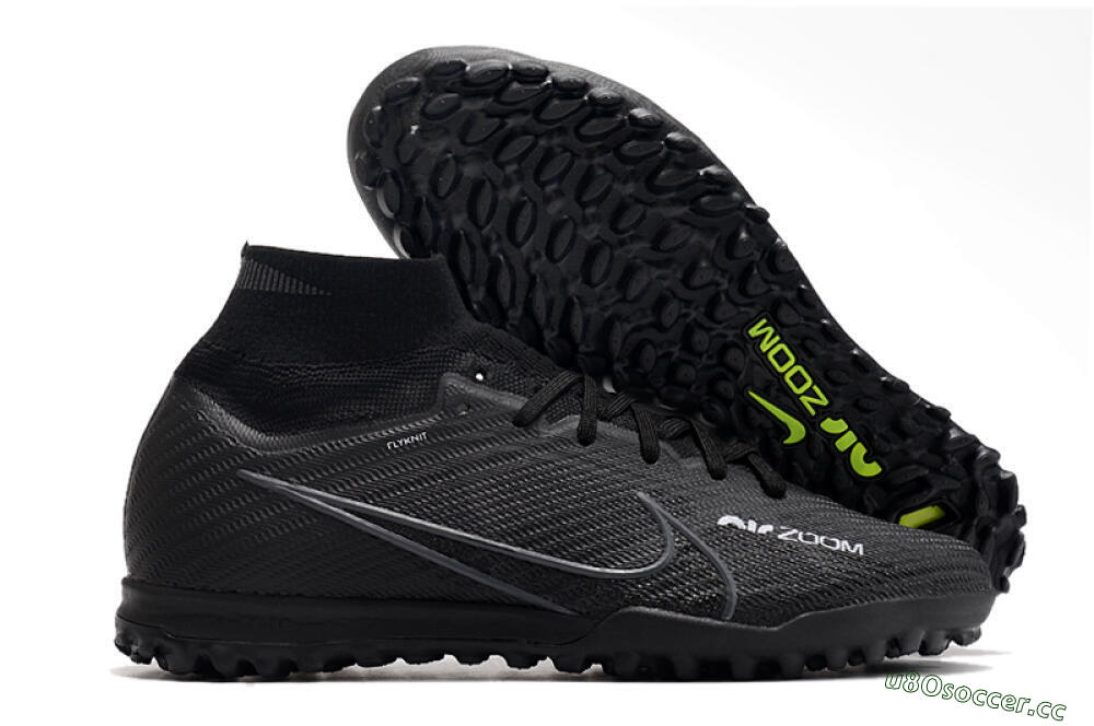 Men's Nike Air Zoom Mercurial Superfly 10 Elite TF Artificial Turf High-Tops Football Shoes - Black/White/Yellow 2