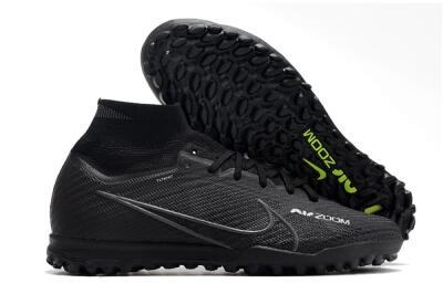 Men's Nike Air Zoom Mercurial Superfly 10 Elite TF Artificial Turf High-Tops Football Shoes - Black/White/Yellow