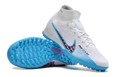 Unisex Nike Air Zoom Mercurial Superfly 10 Elite TF Artificial Turf High-Tops Football Shoes - White/Blue/Red