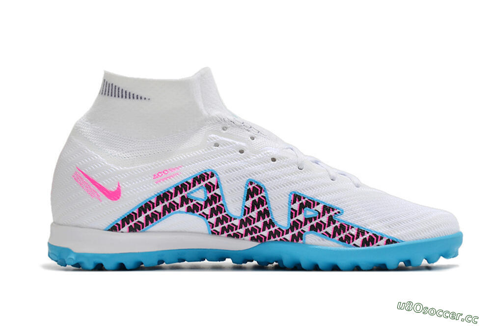 Unisex Nike Air Zoom Mercurial Superfly 10 Elite TF Artificial Turf High-Tops Football Shoes - White/Blue/Red 4