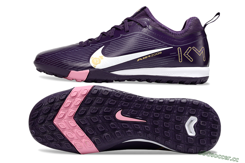 Unisex Nike Air Zoom Mercurial Vapor 16 Pro TF Artificial Turf Low-Tops Football Shoes - Purple/White/Gold 1