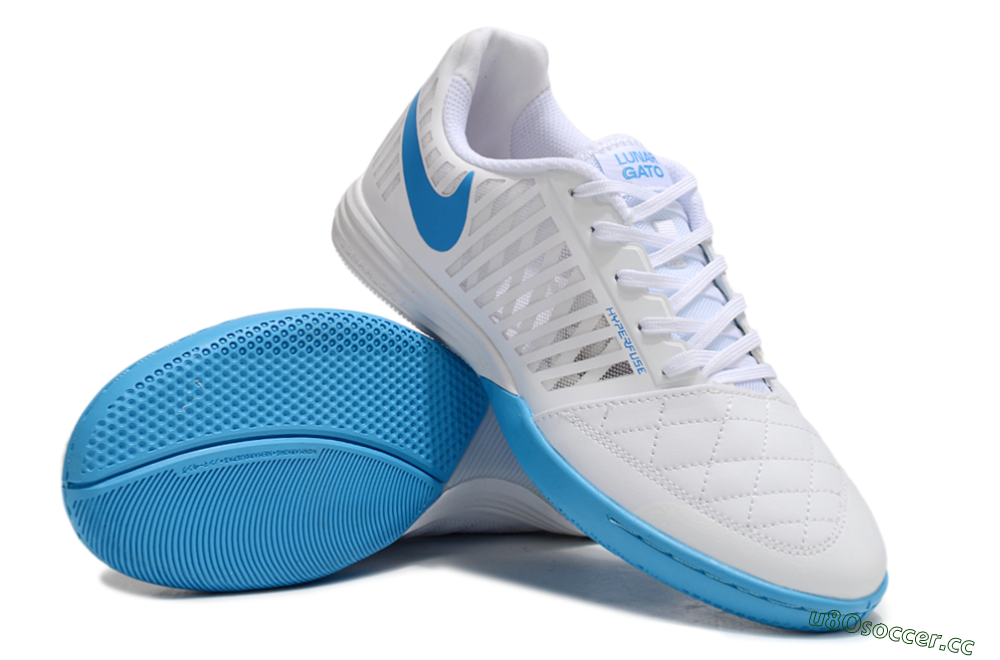 Unisex Nike Lunar Gato 2 IC Indoor & Futsal Low-Tops Football Shoes - White/Blue 4