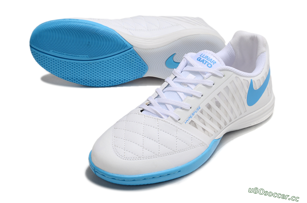 Unisex Nike Lunar Gato 2 IC Indoor & Futsal Low-Tops Football Shoes - White/Blue 3