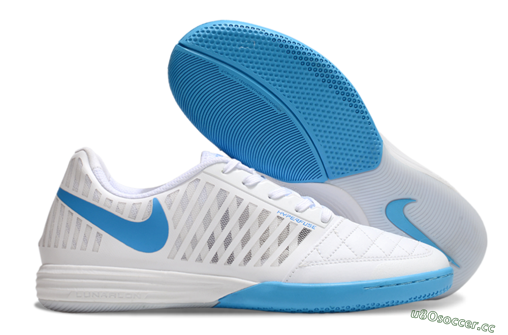 Unisex Nike Lunar Gato 2 IC Indoor & Futsal Low-Tops Football Shoes - White/Blue 2