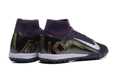 Men's Nike Air Zoom Mercurial Superfly 10 Elite TF Artificial Turf High-Tops Football Shoes - Purple/White/Gold