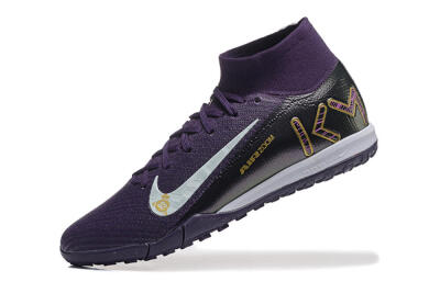 Men's Nike Air Zoom Mercurial Superfly 10 Elite TF Artificial Turf High-Tops Football Shoes - Purple/White/Gold