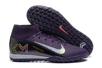 Men's Nike Air Zoom Mercurial Superfly 10 Elite TF Artificial Turf High-Tops Football Shoes - Purple/White/Gold