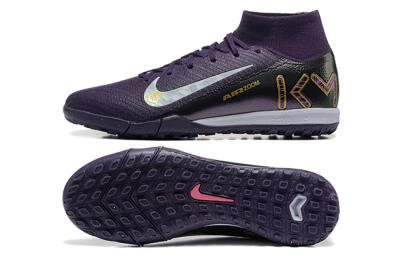Men's Nike Air Zoom Mercurial Superfly 10 Elite TF Artificial Turf High-Tops Football Shoes - Purple/White/Gold
