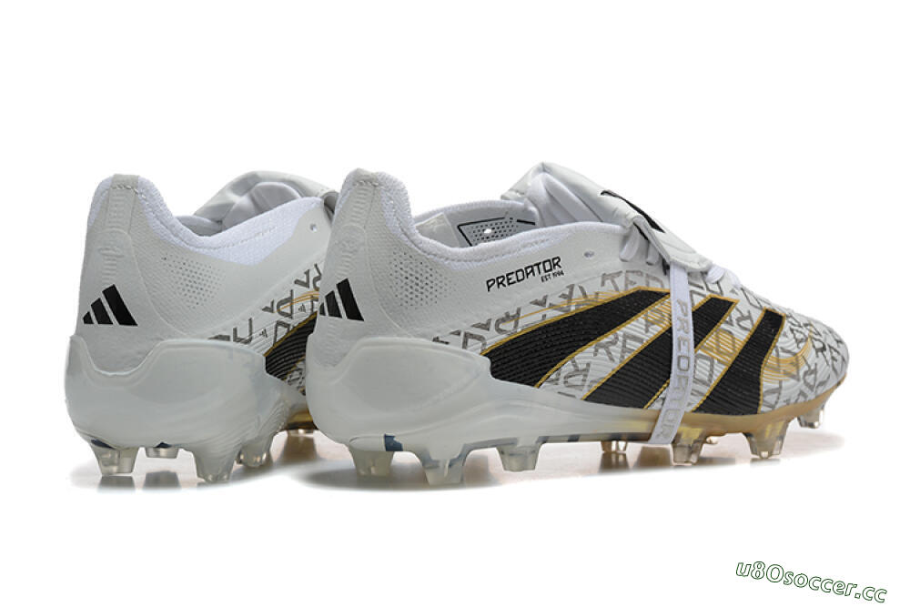 Men's Adidas Predator 25 Elite Foldover Tongue FG Firm Ground Low-Tops Football Boots - Grey/Black/Gold 9