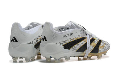 Men's Adidas Predator 25 Elite Foldover Tongue FG Firm Ground Low-Tops Football Boots - Grey/Black/Gold