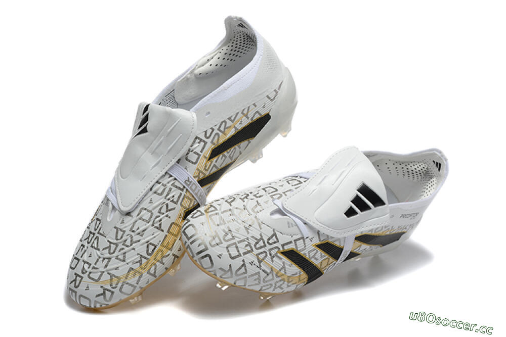Men's Adidas Predator 25 Elite Foldover Tongue FG Firm Ground Low-Tops Football Boots - Grey/Black/Gold 6