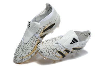 Men's Adidas Predator 25 Elite Foldover Tongue FG Firm Ground Low-Tops Football Boots - Grey/Black/Gold