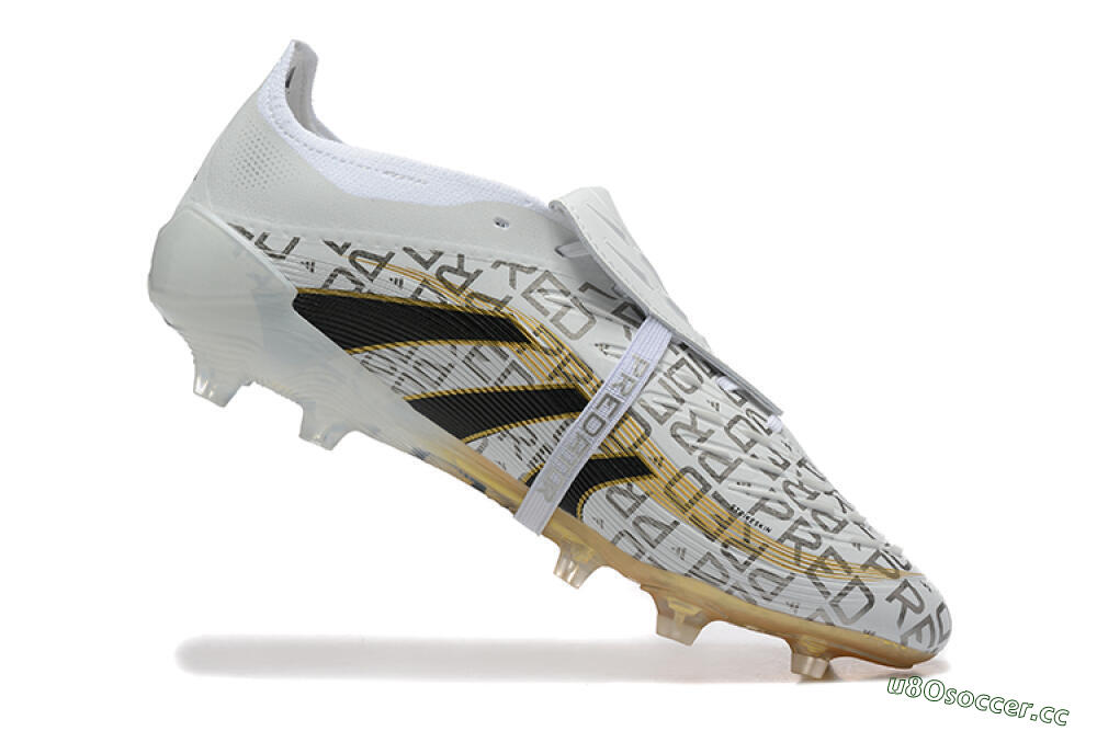 Men's Adidas Predator 25 Elite Foldover Tongue FG Firm Ground Low-Tops Football Boots - Grey/Black/Gold 7