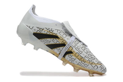 Men's Adidas Predator 25 Elite Foldover Tongue FG Firm Ground Low-Tops Football Boots - Grey/Black/Gold