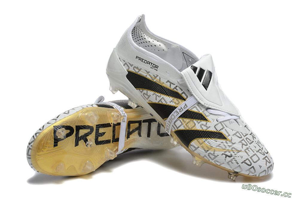 Men's Adidas Predator 25 Elite Foldover Tongue FG Firm Ground Low-Tops Football Boots - Grey/Black/Gold 4