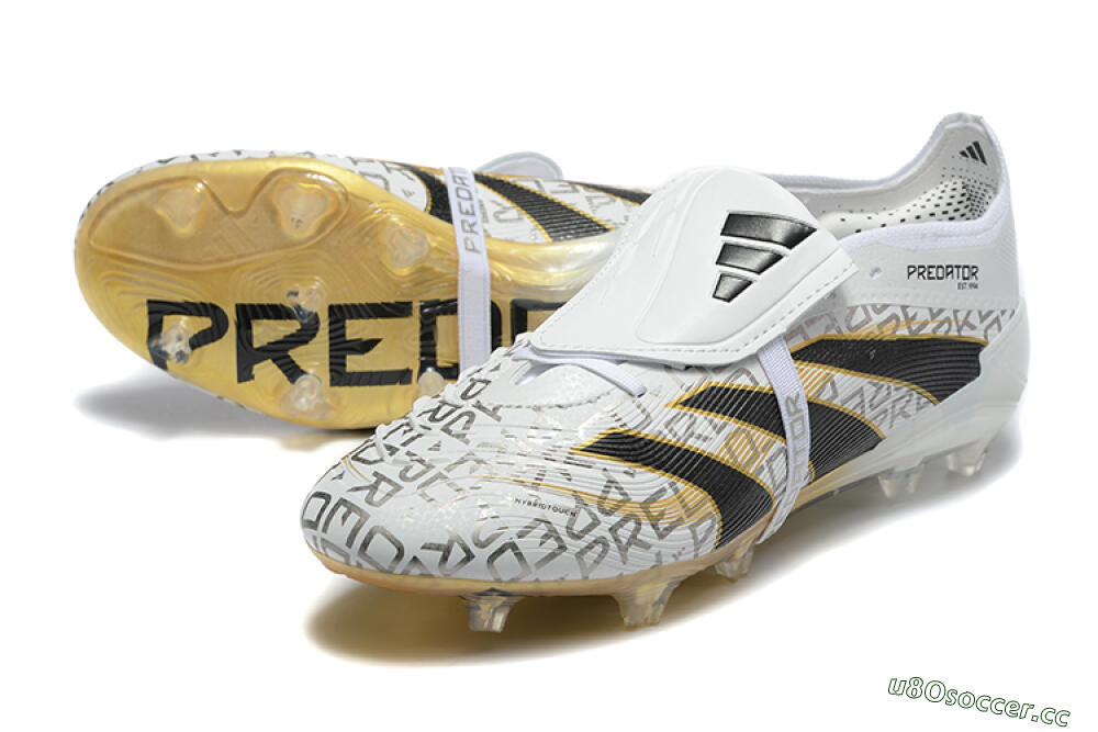 Men's Adidas Predator 25 Elite Foldover Tongue FG Firm Ground Low-Tops Football Boots - Grey/Black/Gold 3