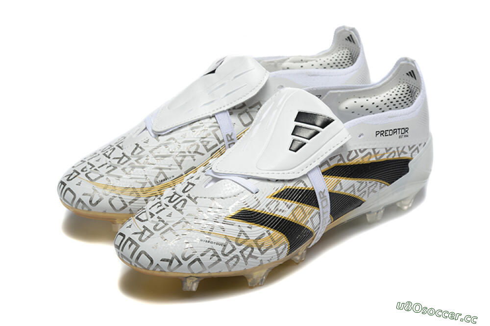 Men's Adidas Predator 25 Elite Foldover Tongue FG Firm Ground Low-Tops Football Boots - Grey/Black/Gold 5