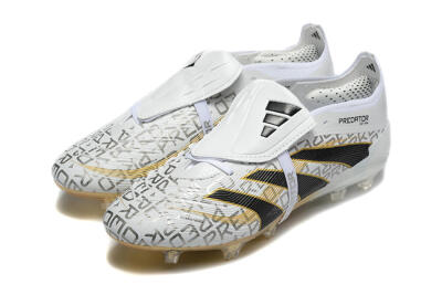 Men's Adidas Predator 25 Elite Foldover Tongue FG Firm Ground Low-Tops Football Boots - Grey/Black/Gold