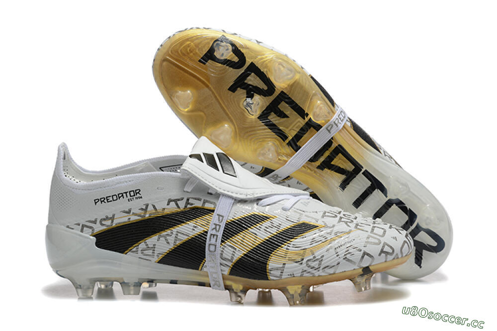 Men's Adidas Predator 25 Elite Foldover Tongue FG Firm Ground Low-Tops Football Boots - Grey/Black/Gold 2