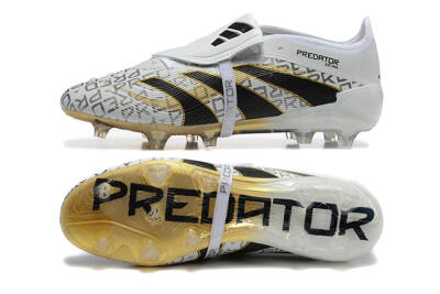Men's Adidas Predator 25 Elite Foldover Tongue FG Firm Ground Low-Tops Football Boots - Grey/Black/Gold