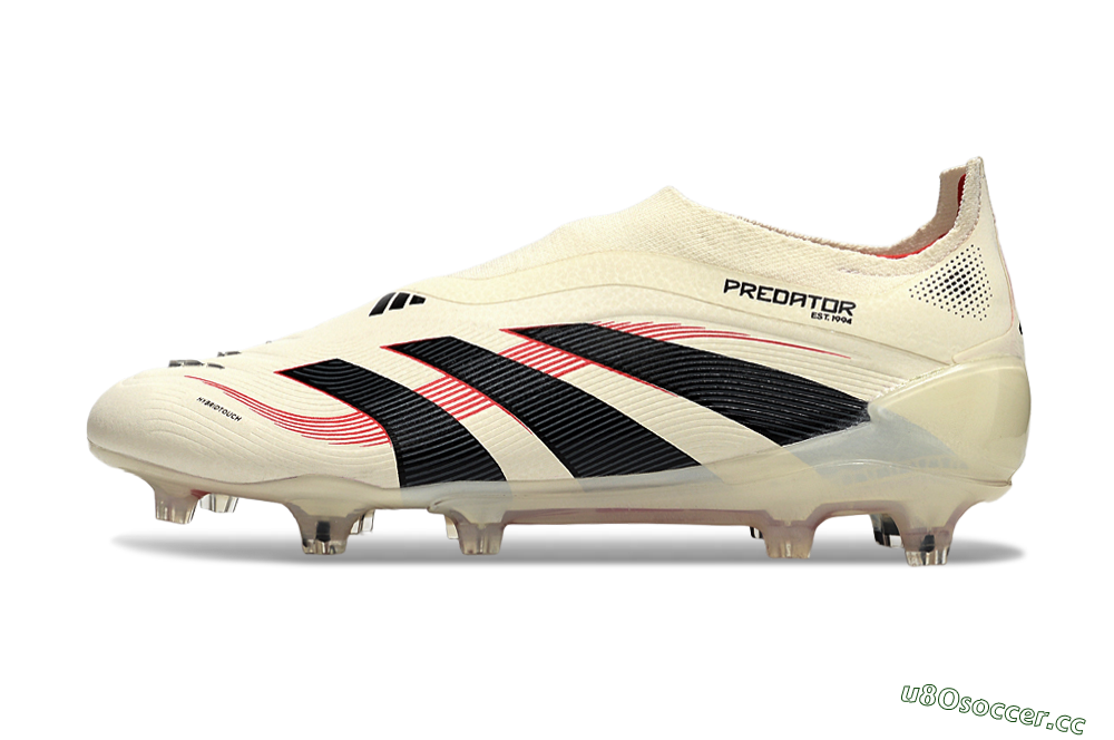 Unisex Adidas Predator Elite 25 Laceless FG Firm Ground Low-Tops Football Boots - Beige/Black/Red 0