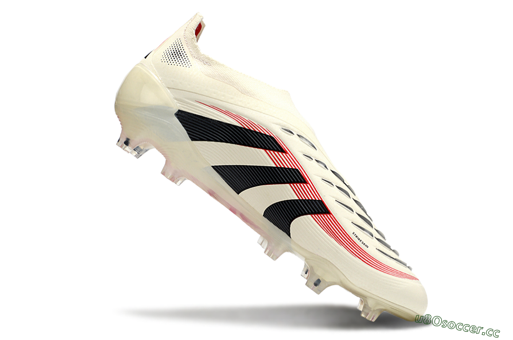 Unisex Adidas Predator Elite 25 Laceless FG Firm Ground Low-Tops Football Boots - Beige/Black/Red 4
