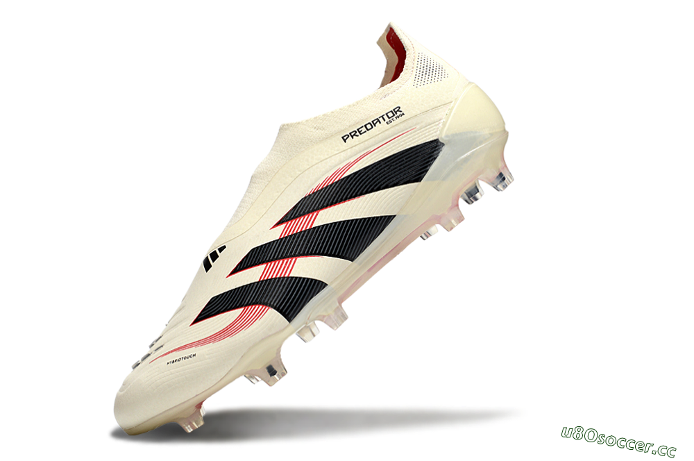 Unisex Adidas Predator Elite 25 Laceless FG Firm Ground Low-Tops Football Boots - Beige/Black/Red 5