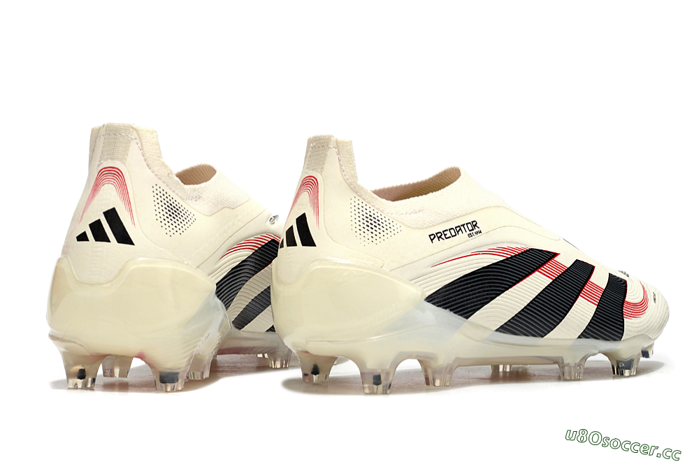 Unisex Adidas Predator Elite 25 Laceless FG Firm Ground Low-Tops Football Boots - Beige/Black/Red 6