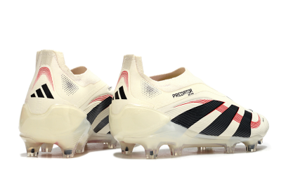 Unisex Adidas Predator Elite 25 Laceless FG Firm Ground Low-Tops Football Boots - Beige/Black/Red